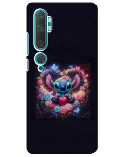 Чехол для Xiaomi Mi 10 с картинкой «Stitch в цветах»