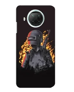 Чехол для Xiaomi Mi 10i с картинкой «PUBG — огненный силуэт»