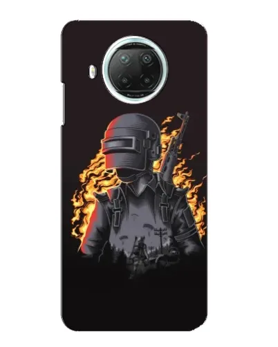 Чехол для Xiaomi Mi 10i с картинкой «PUBG — огненный силуэт»