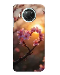 Чехол для Xiaomi Mi 10i с картинкой «Розовый цвет сердце на фоне заката»