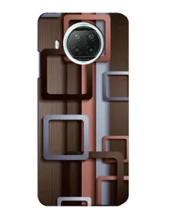 Чехол для Xiaomi Mi 10i с картинкой «Коричневые объемные квадраты»