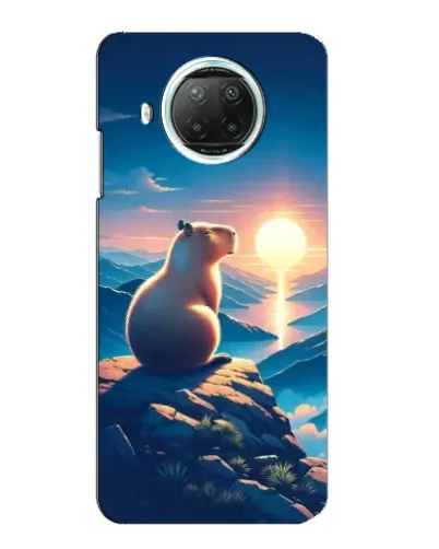 Чехол для Xiaomi Mi 10i с картинкой «Закат солнца с капибарой»