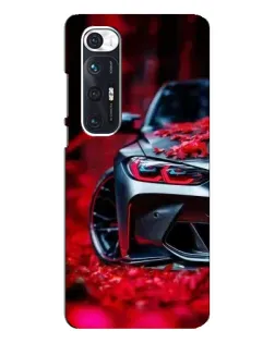 Чехол для Xiaomi Mi 10s с картинкой «Спортивная BMW и цветы»