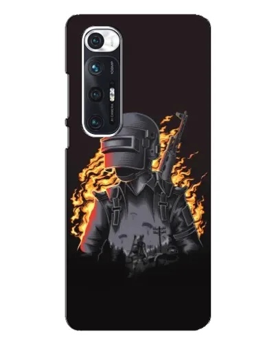 Чехол для Xiaomi Mi 10s с картинкой «PUBG — огненный силуэт»