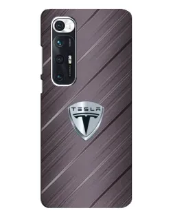 Чехол для Xiaomi Mi 10s с картинкой «Металлическая текстура Tesla»