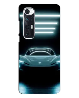 Чехол для Xiaomi Mi 10s с картинкой «Tesla в неоне»