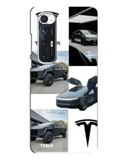 Чехол для Xiaomi Mi 10s с картинкой «Коллаж Cybertruck Tesla»