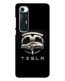 Чехол для Xiaomi Mi 10s с картинкой «Tesla — серебристое авто»