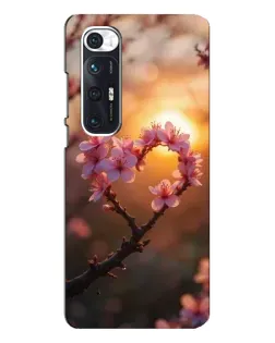 Чехол для Xiaomi Mi 10s с картинкой «Розовый цвет сердце на фоне заката»