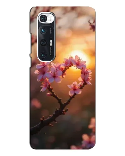 Чехол для Xiaomi Mi 10s с картинкой «Розовый цвет сердце на фоне заката»