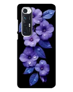 Чехол для Xiaomi Mi 10s с картинкой «Фиолетовые цветы с росою»