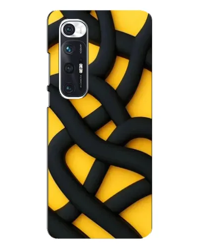 Чехол для Xiaomi Mi 10s с картинкой «Черное желтое переплетение»