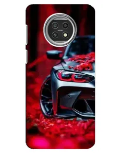 Чехол для Xiaomi Mi 10t Lite с картинкой «Спортивная BMW и цветы»