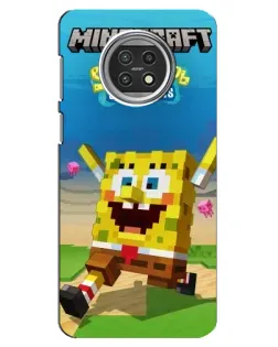 Чехол для Xiaomi Mi 10t Lite с картинкой «Губка Боб Minecraft»