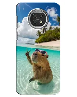 Чехол для Xiaomi Mi 10t Lite с картинкой «Капибара на море»