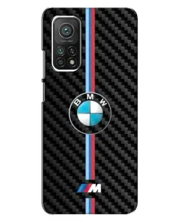 Чехол для Xiaomi Mi 10T Pro с картинкой «Эмблема BMW и карбон»