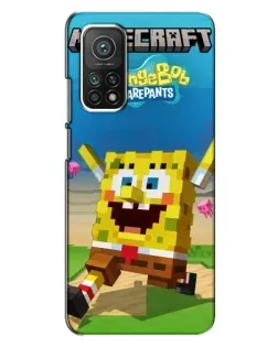 Чохол для Xiaomi Mi 10T Pro з картинкою «Губка Боб Minecraft»