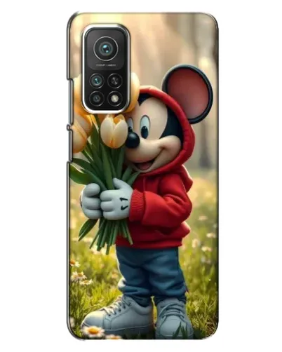 Чехол для Xiaomi Mi 10T Pro с картинкой «Микки с тюльпанами»