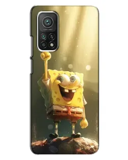 Чехол для Xiaomi Mi 10T Pro с картинкой «Сияющий Спанч Боб»