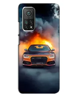 Чохол для Xiaomi Mi 10T Pro з картинкою «Audi у вогняному диму»