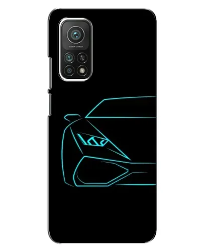 Чехол для Xiaomi Mi 10T Pro с картинкой «Голубой силуэт Lamborghini»