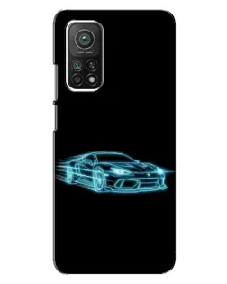 Чехол для Xiaomi Mi 10T Pro с картинкой «Неоновый контур Lamborghini»