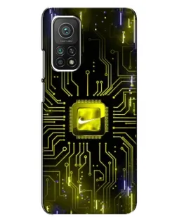 Чехол для Xiaomi Mi 10T с картинкой «Nike — золотая искра»