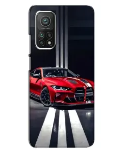 Чехол для Xiaomi Mi 10T с картинкой «Красная BMW на дороге»