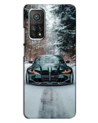 Чехол для Xiaomi Mi 10T с картинкой «BMW в зимнем лесу»