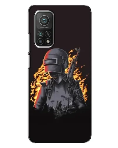 Чехол для Xiaomi Mi 10T с картинкой «PUBG — огненный силуэт»