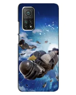 Чехол для Xiaomi Mi 10T с картинкой «Десант PUBG — прыжок»