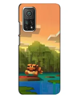 Чехол для Xiaomi Mi 10T с картинкой «Майнкрафт закат солнца»