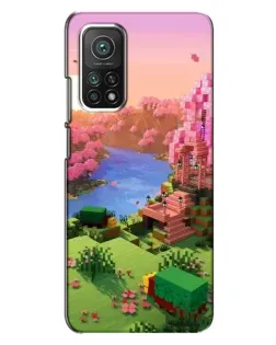 Чехол для Xiaomi Mi 10T с картинкой «Розовое дерево Minecraft»