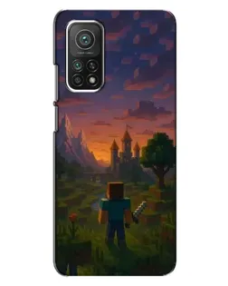 Чехол для Xiaomi Mi 10T с картинкой «Стив у башни»