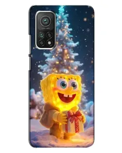 Чехол для Xiaomi Mi 10T с картинкой «Рождественский Спанч Боб»