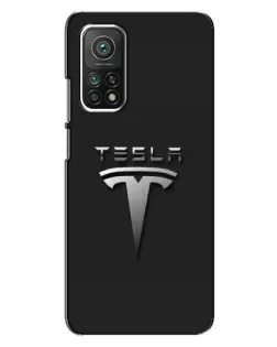 Чехол для Xiaomi Mi 10T с картинкой «Стальной логотип Tesla»