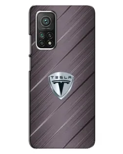 Чехол для Xiaomi Mi 10T с картинкой «Металлическая текстура Tesla»