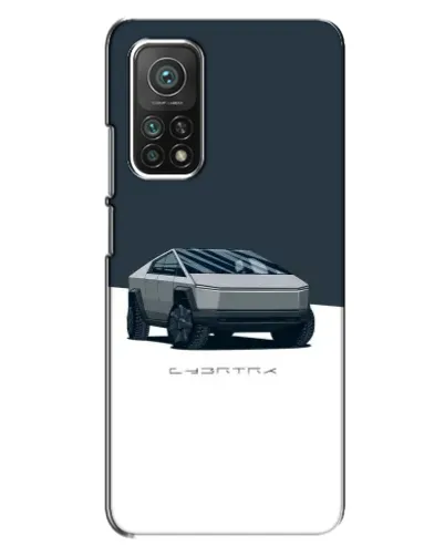 Чехол для Xiaomi Mi 10T с картинкой «Серебристый Cybertruck Tesla»