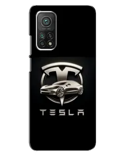 Чехол для Xiaomi Mi 10T с картинкой «Tesla — серебристое авто»
