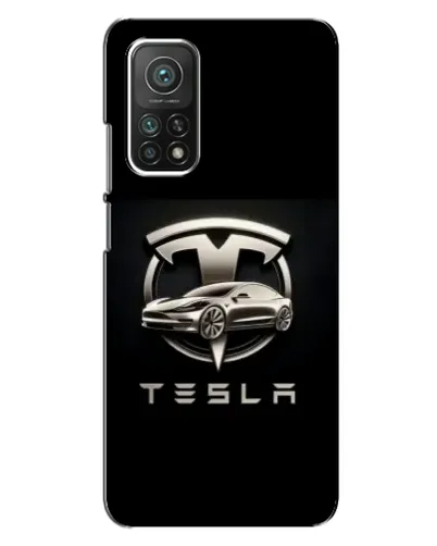 Чехол для Xiaomi Mi 10T с картинкой «Tesla — серебристое авто»