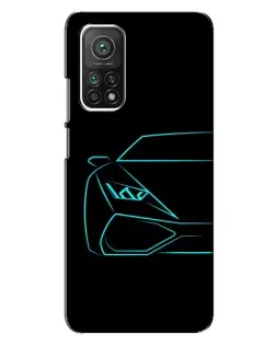 Чехол для Xiaomi Mi 10T с картинкой «Голубой силуэт Lamborghini»