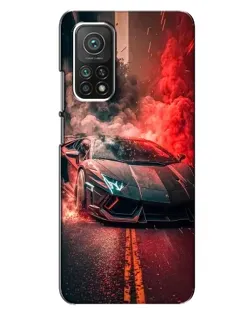 Чехол для Xiaomi Mi 10T с картинкой «Lamborghini красный дым»