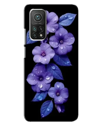 Чехол для Xiaomi Mi 10T с картинкой «Фиолетовые цветы с росою»