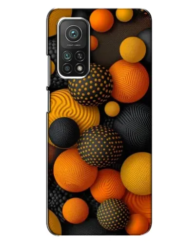 Чехол для Xiaomi Mi 10T с картинкой «Объемные оранжевые сферы»