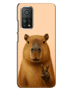 Чехол для Xiaomi Mi 10T с картинкой «Капибара виктория»