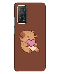 Чехол для Xiaomi Mi 10T с картинкой «Капибара с сердцем»