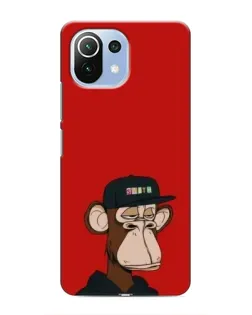 Чехол для Xiaomi Mi 11 Lite с картинкой «Bored Ape — красный фон» Чехол для Xiaomi Mi 11 Lite с картинкой «Bored Ape — красный фон»