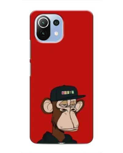 Чехол для Xiaomi Mi 11 Lite с картинкой «Bored Ape — красный фон» Чехол для Xiaomi Mi 11 Lite с картинкой «Bored Ape — красный фон»