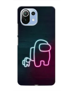 Чехол для Xiaomi Mi 11 Lite с картинкой «Among Us неон-арт»