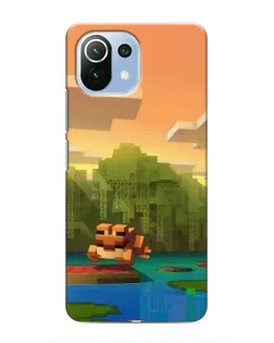 Чехол для Xiaomi Mi 11 Lite с картинкой «Майнкрафт закат солнца»